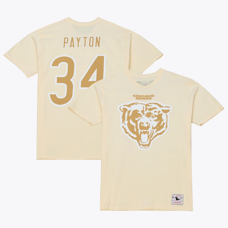 T-shirt Mitchell & Ness Walter Payton crème Chicago Bears Sandman avec nom et numéro pour homme