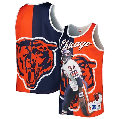 Débardeur Mitchell & Ness Walter Payton bleu marine/orange pour homme, Chicago Bears, avec motif d'un joueur retraité