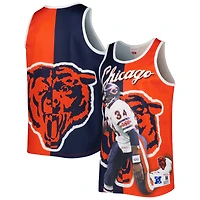 Débardeur Mitchell & Ness Walter Payton bleu marine/orange pour homme, Chicago Bears, avec motif d'un joueur retraité
