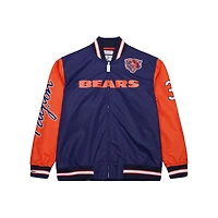 Veste en satin entièrement zippée à motif joueur retraité des Chicago Bears de Mitchell & Ness Walter Payton pour homme, bleu marine