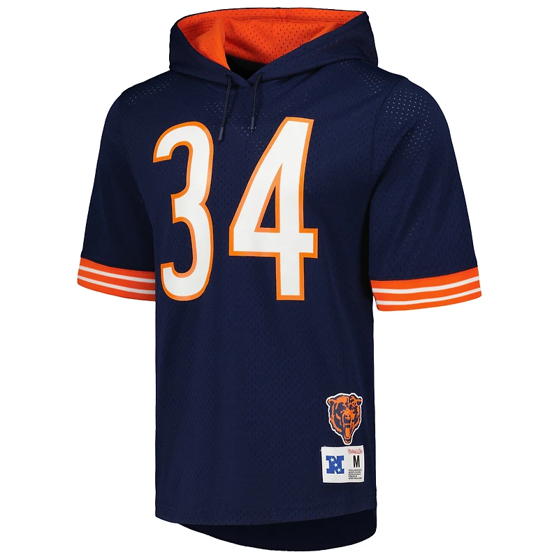 T-shirt à capuche en maille bleu marine pour homme Mitchell & Ness Walter Payton des Chicago Bears avec nom et numéro de joueur retraité