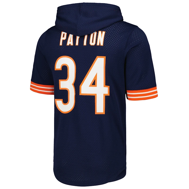 T-shirt à capuche en maille bleu marine pour homme Mitchell & Ness Walter Payton des Chicago Bears avec nom et numéro de joueur retraité