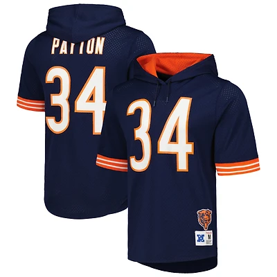 Men's Mitchell & Ness Walter Payton Navy Chicago Bears Retired Player Name Number Mesh Hoodie T-Shirt