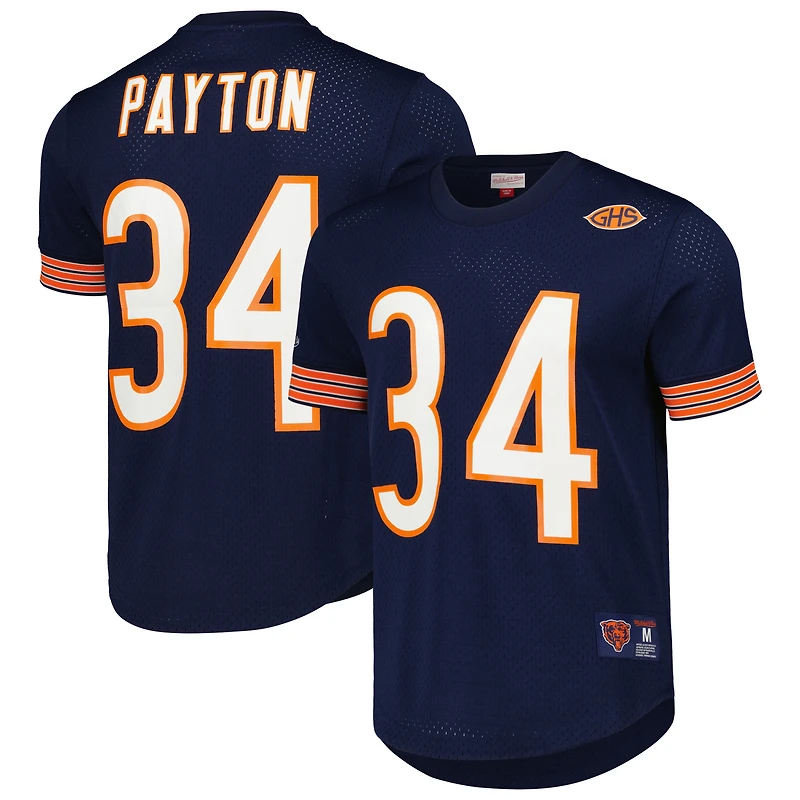 Mitchell & Ness Walter Payton pour hommes, bleu marine, Chicago Bears, nom et numéro du joueur retraité, haut en maille