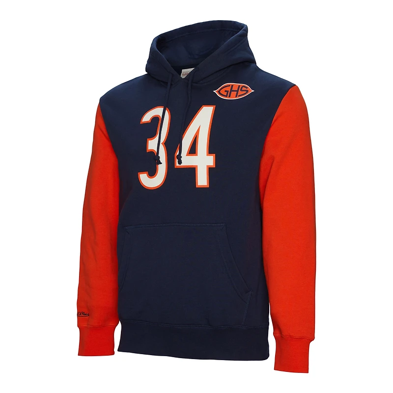 Men's Mitchell & Ness Walter Payton Navy Chicago Bears Retired Player Name Number Pullover Hoodie