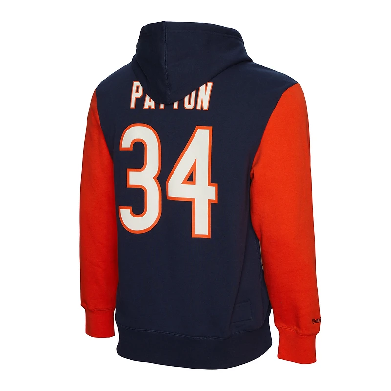 Men's Mitchell & Ness Walter Payton Navy Chicago Bears Retired Player Name Number Pullover Hoodie