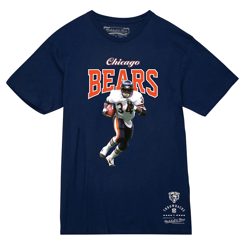 Men's Mitchell & Ness Walter Payton Navy Chicago Bears Sideline Retired Player T-Shirt