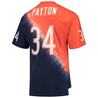 Men's Mitchell & Ness Walter Payton Orange/Navy Chicago Bears Retired Player Name Number Diagonal Tie-Dye V-Neck T-Shirt