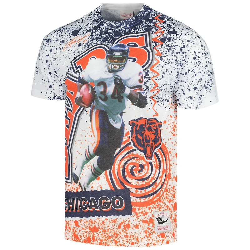 T-shirt blanc avec nom et numéro du joueur retraité Mitchell & Ness Walter Payton des Chicago Bears pour hommes