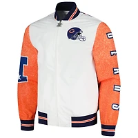 Veste à capuche d'échauffement bouton-pression complète Mitchell & Ness pour hommes Chicago Bears Team Burst blanche