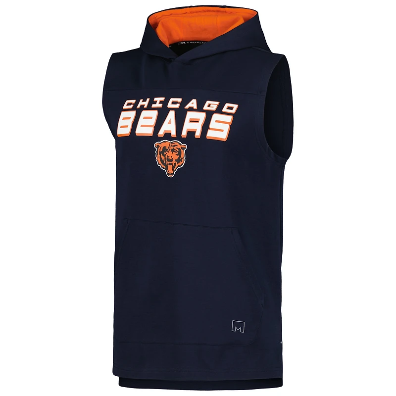 Men's MSX by Michael Strahan Navy Chicago Bears Captain Sleeveless Hoodie T-Shirt