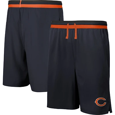 Short d'entraînement élastique tricolore Cool Down Chicago Bears pour hommes bleu marine