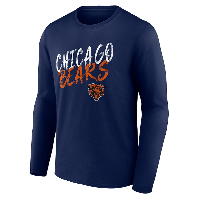 T-shirt à manches longues Chicago Bears Hustle bleu marine pour homme