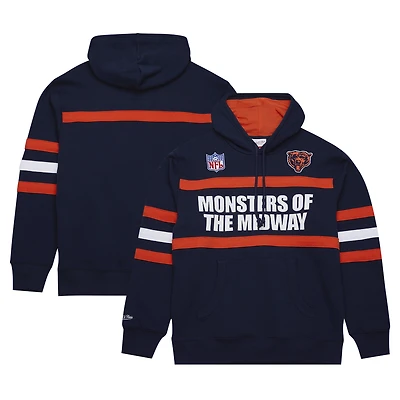Men's  Navy Chicago Bears Vintage Logo Head Coach Fleece Pullover Hoodie