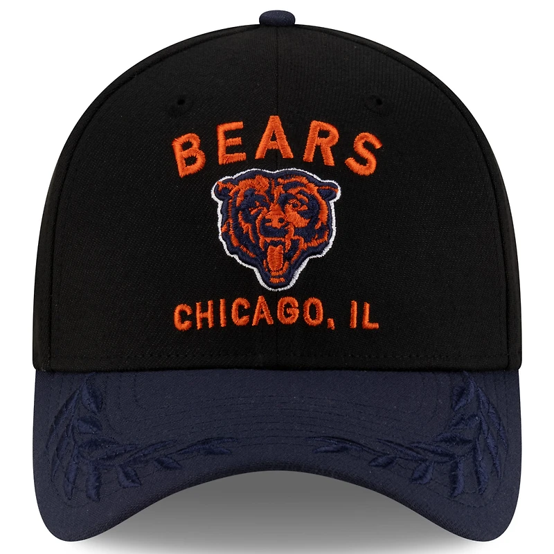 Casquette New Era 39THIRTY Flex noire/bleu marine pour homme, Chicago Bears, draft NFL 2025