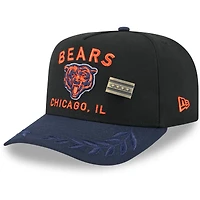Casquette ajustée New Era 59FIFTY noire/bleu marine pour homme, modèle A-Frame, draft NFL 2025, des Chicago Bears