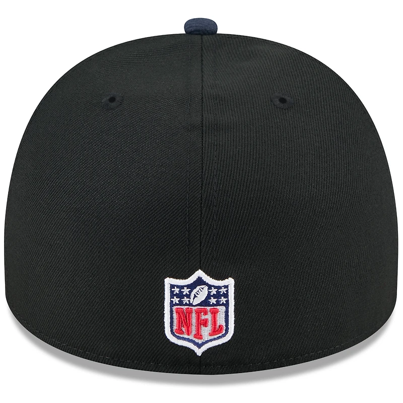 Casquette ajustée New Era 59FIFTY noire/bleu marine pour homme, modèle A-Frame, draft NFL 2025, des Chicago Bears