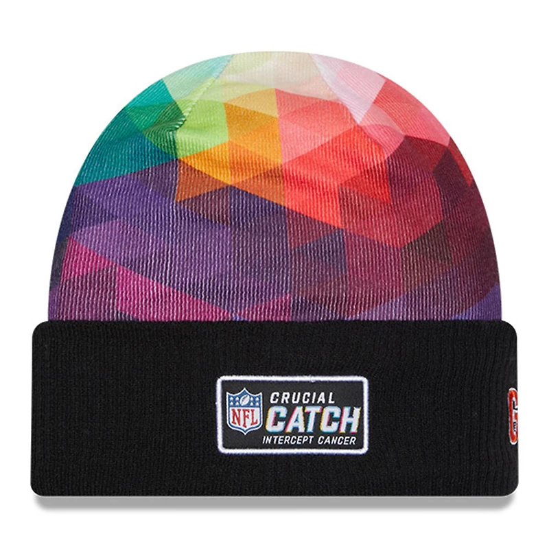 Bonnet en tricot à revers NFL Crucial Catch New Era noir pour hommes des Chicago Bears 2023