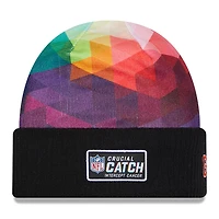 Bonnet en tricot à revers NFL Crucial Catch New Era noir pour hommes des Chicago Bears 2023