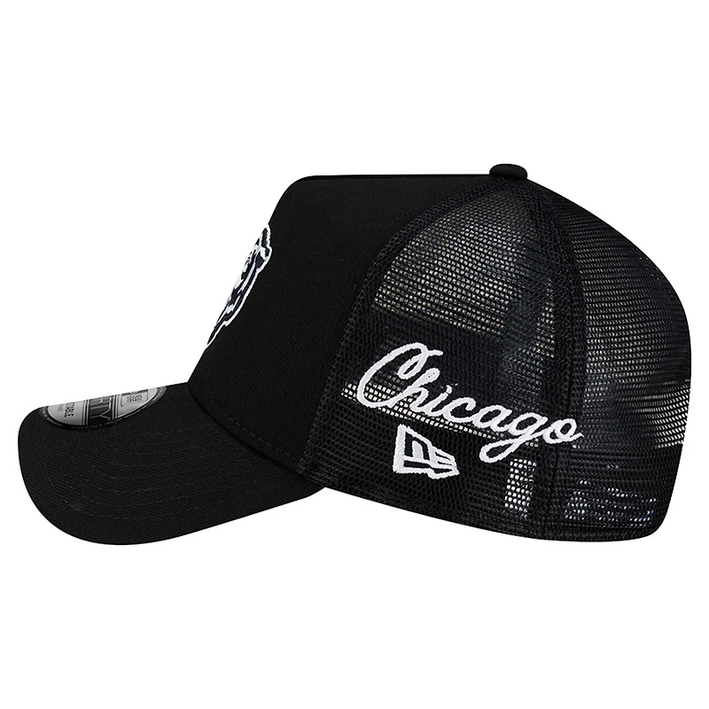 Men's New Era Black Chicago Bears City Script 9FORTY A-Frame Adjustable Hat