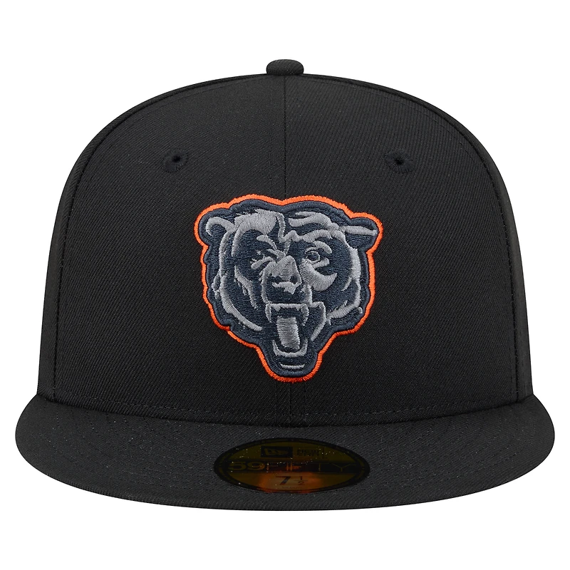 Men's New Era  Black Chicago Bears Color Pop 59FIFTY Fitted Hat