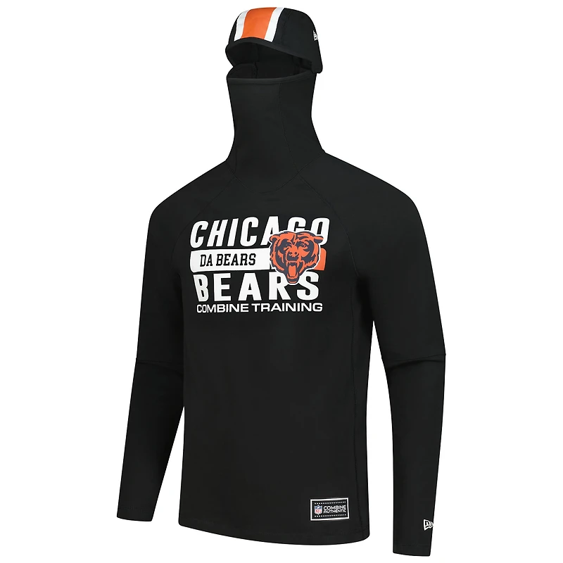 Men's New Era Black Chicago Bears Functional Fandom Balaclava Helmet Stripe Tri-Blend Hoodie
