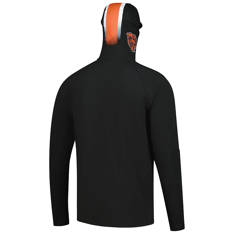 Men's New Era Black Chicago Bears Functional Fandom Balaclava Helmet Stripe Tri-Blend Hoodie