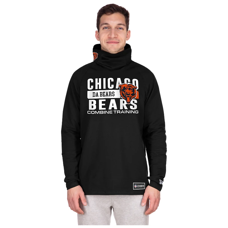 Men's New Era Black Chicago Bears Functional Fandom Balaclava Helmet Stripe Tri-Blend Hoodie