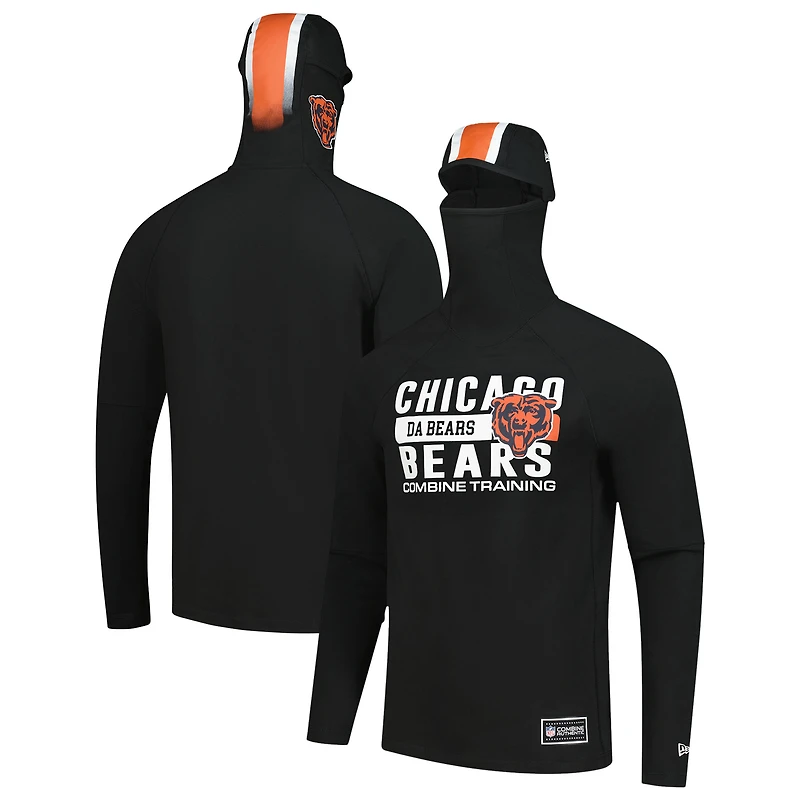 Sweat à capuche fonctionnel noir rayures pour homme New Era Chicago Bears Fandom Balaclava Helmet Tri-Blend