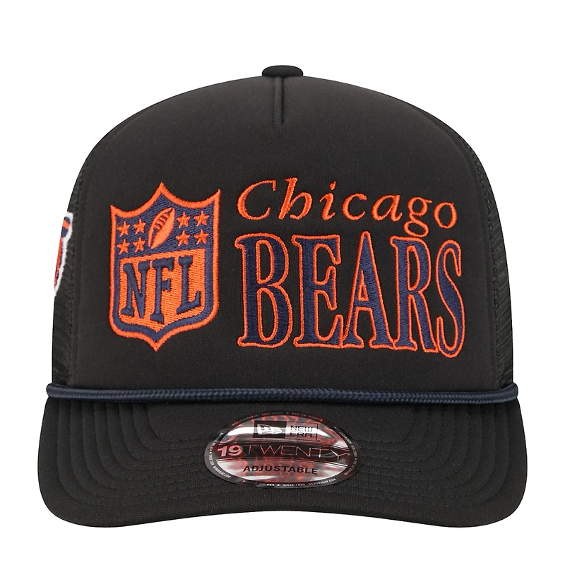 Men's New Era Black Chicago Bears Throwback Foam 19TWENTY Adjustable Hat