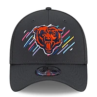Casquette New Era Charcoal Chicago Bears 2021 NFL Crucial Catch - 39THIRTY Flex avec logo sur la tête