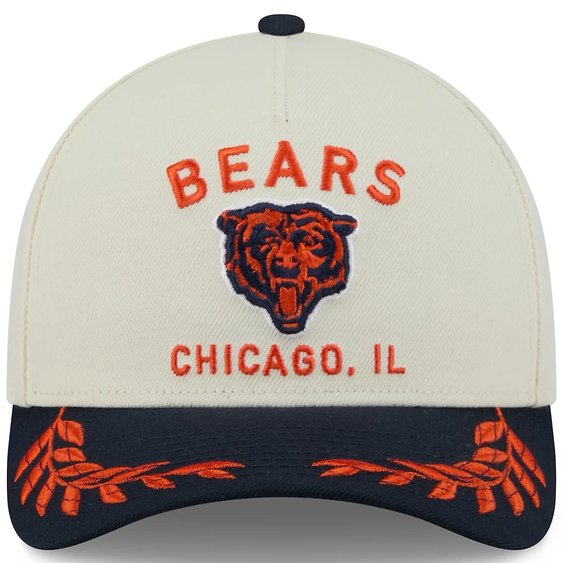 Casquette ajustable New Era 9FORTY A-Frame M-Crown pour homme, crème/bleu marine, Chicago Bears, draft NFL 2025