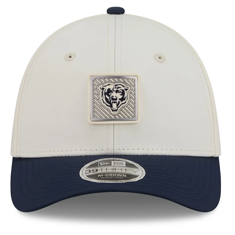 Men's New Era Cream/Navy Chicago Bears 2026 NFL Training Camp 39THIRTY M-Crown Flex Hat