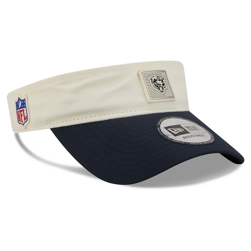 Casquette New Era pour homme, couleur crème/marine, Chicago Bears, camp d'entraînement NFL 2026, visière ajustable