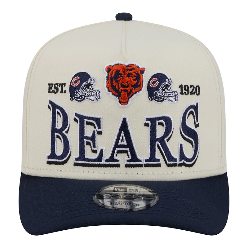 Men's New Era  Cream/Navy Chicago Bears A-Frame 9FIFTY Snapback Hat