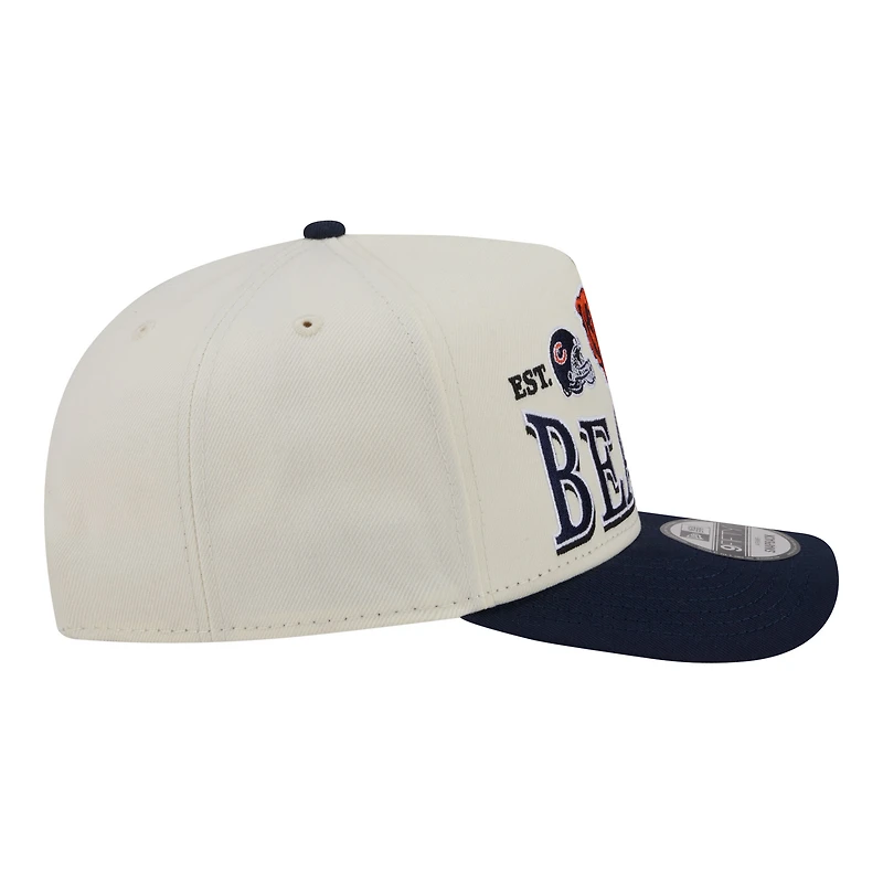 Men's New Era  Cream/Navy Chicago Bears A-Frame 9FIFTY Snapback Hat