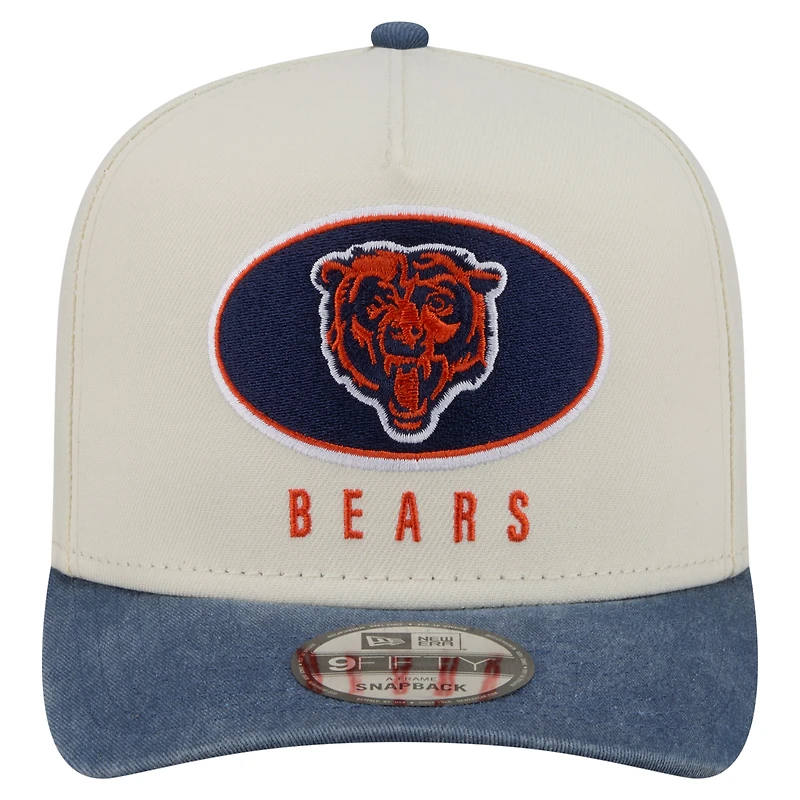 Men's New Era  Cream/Navy Chicago Bears Washed A-Frame 9FIFTY Snapback Hat