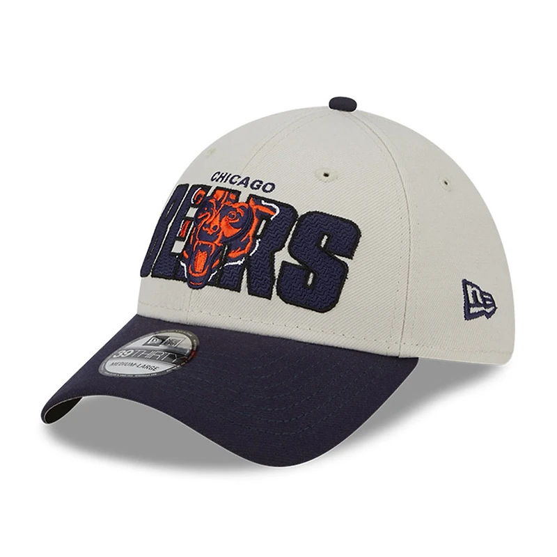 Casquette Flex Chicago Bears 2023 NFL Draft 39THIRTY crème pour homme New Era