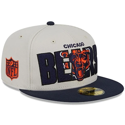 Casquette ajustée New Era Chicago Bears 2023 NFL Draft On Stage 59FIFTY crème pour homme