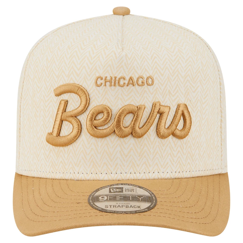 Men's New Era  Cream Chicago Bears Herringbone 9FIFTY A-Frame Snapback Hat