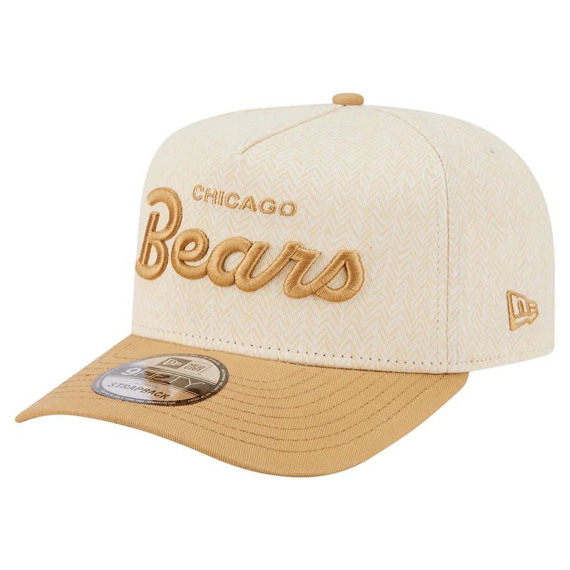 Men's New Era  Cream Chicago Bears Herringbone 9FIFTY A-Frame Snapback Hat