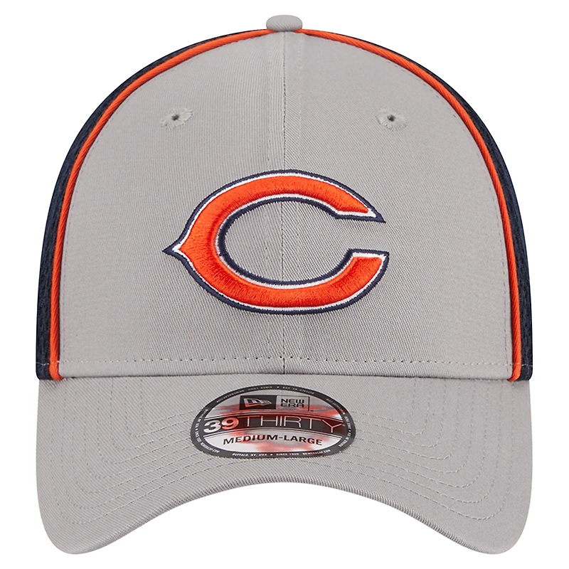 Men's New Era Gray/Navy Chicago Bears Pipe 39THIRTY Flex Hat