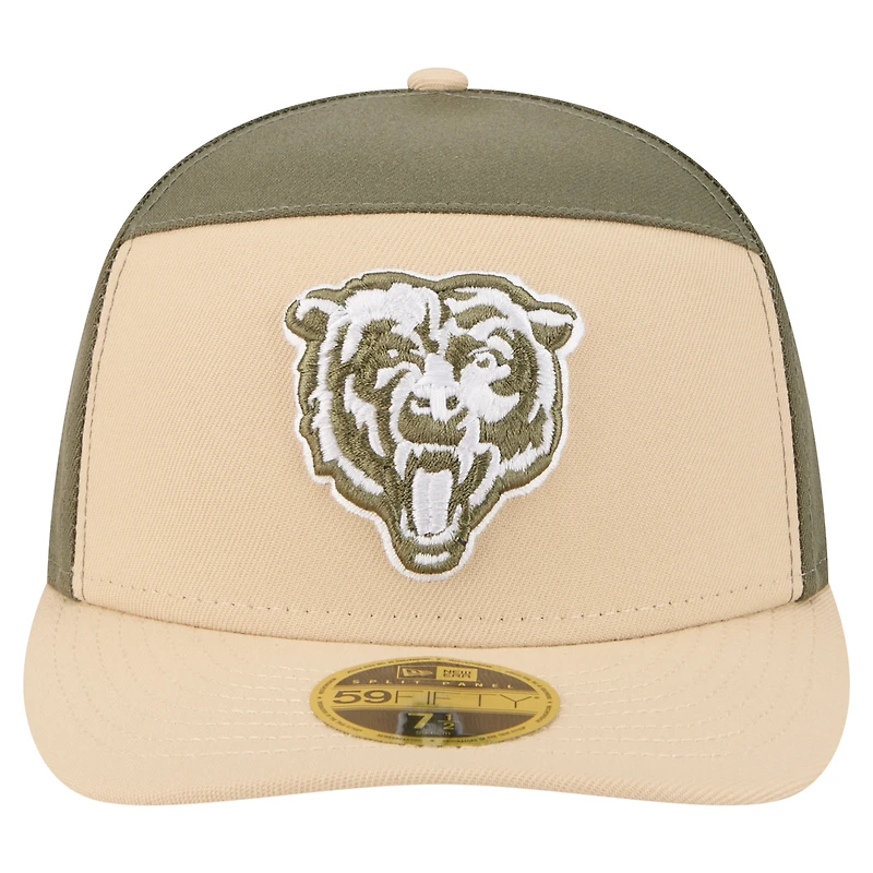 Men's New Era Light Beige/Olive Chicago Bears Two-Tone Color Pack Split Panel 59FIFTY Fitted Hat