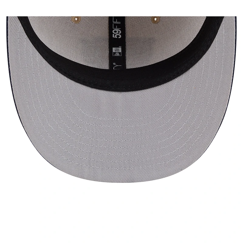 Men's New Era  Natural/Navy Chicago Bears Pre-Curved Twine 59FIFTY Fitted Hat