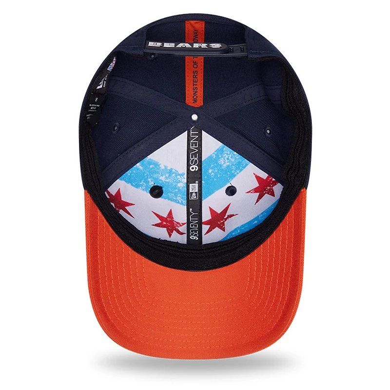 Casquette ajustable New Era 9SEVENTY pour homme, bleu marine et orange, Chicago Bears, Draft NFL 2026