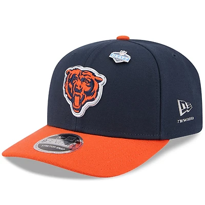Casquette ajustable New Era 9SEVENTY pour homme, bleu marine et orange, Chicago Bears, Draft NFL 2026