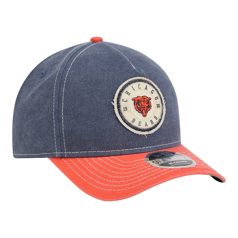 Men's New Era Navy/Orange Chicago Bears 9FORTY Felt A-Frame Adjustable Hat