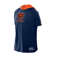 T-shirt à capuche et manches courtes raglan bleu marine pour homme New Era Chicago Bears Combine Authentic