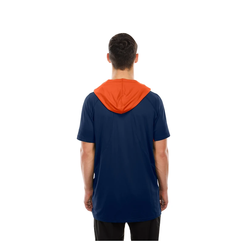 T-shirt à capuche et manches courtes raglan bleu marine pour homme New Era Chicago Bears Combine Authentic