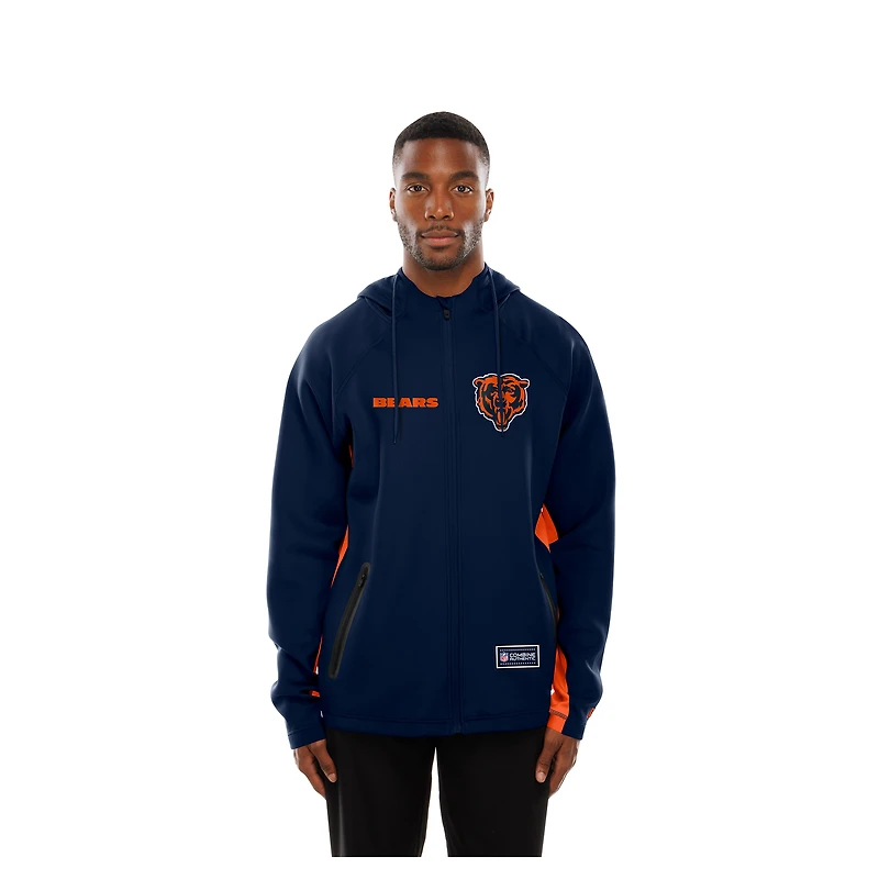 Men's New Era  Navy Chicago Bears Combine Authentic Raglan Scuba Full-Zip Hoodie